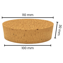 Bolsa 10 u. tapón rodaja corcho natural 110x100 mm