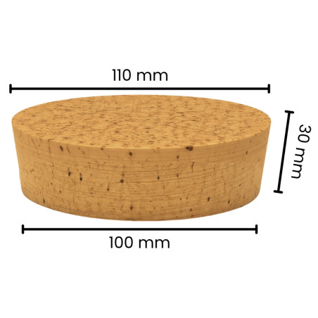 Bolsa 10 u. tapón rodaja corcho natural 110x100 mm