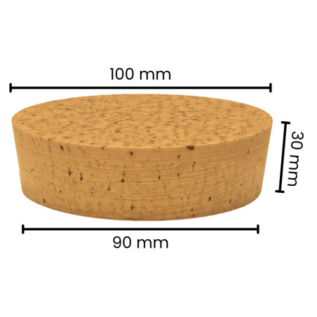 Bolsa 10 u. tapón rodaja corcho natural 100x90 mm